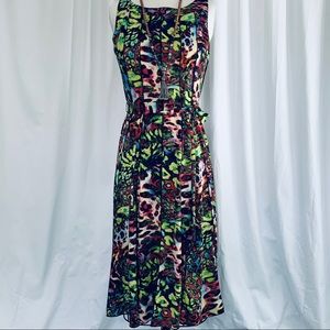 ILE Sleeveless A-Line Abstract Print Dress